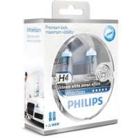   H4 WhiteVision 12V, 60/55W, P43t-38 (+60) (4300K) 2. PHILIPS 12342WHVSM