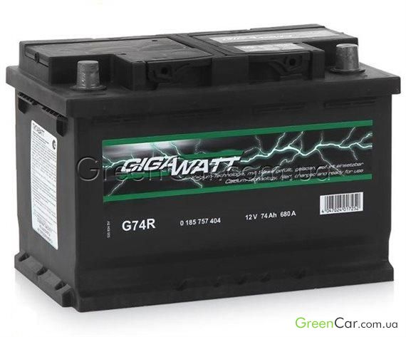 Аккумулятор 74Ah-12v Gigawatt (278х175х190), R, EN680, GW 0185757404 Купить  в Украине